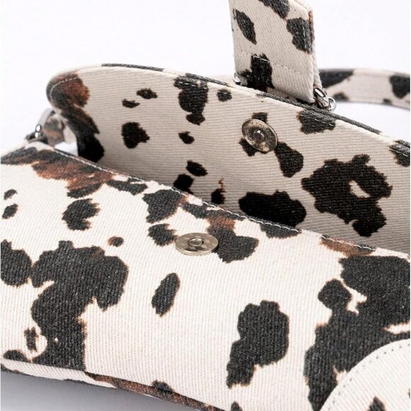 Women's Y2K Leopard Print Shoulder Bag Denim Handbags Retro Cheetah Purses Top H - Picture 4 of 6